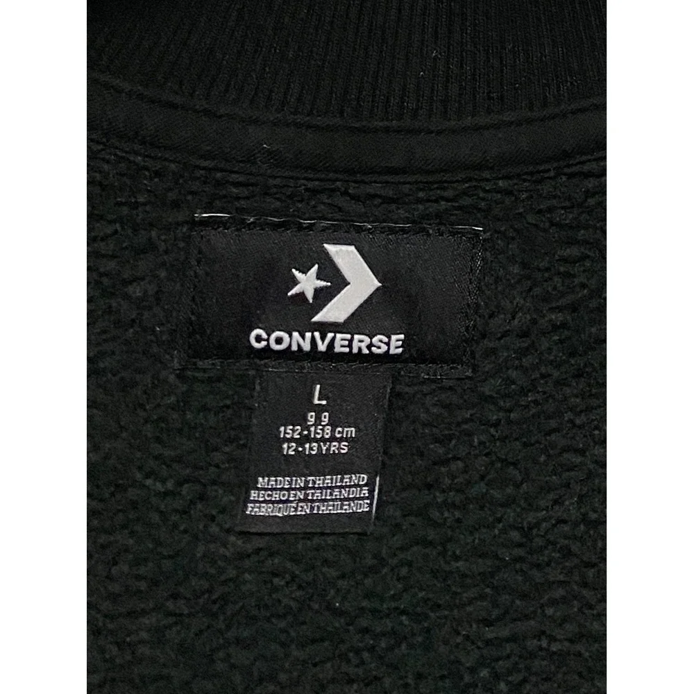 Kids Converse Track Jacket‎ Large 12-13 Years Black Gray Zip Up Color Block Logo